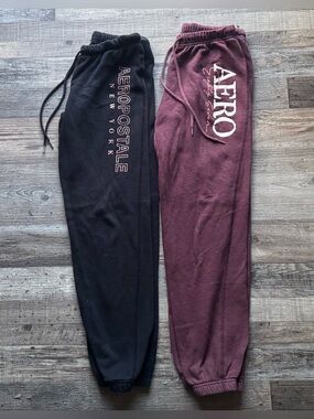 Aeropostale Black & Maroon Kids' Logo Jogger Sweatpants size small sweats